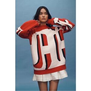 Anthropologie × Maeve Oversized Graphic Monogram Sweater Size Small